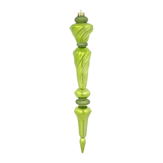Vickerman 12" Lime Shiny Icicle Drop Christmas Ornament, 3 per Box