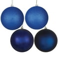thumbnail image 1 of Vickerman 12" Midnight Blue 4-Finish Ball Ornament Assortment, 4 per Bag, 1 of 2