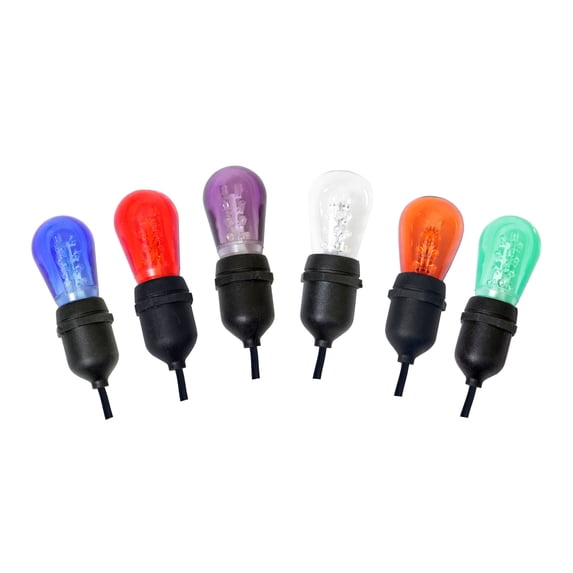 Vickerman 12 Multi-Colored Transparent S14 LED Christmas Light Set, Black Wire