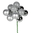 thumbnail image 1 of Vickerman 12" Silver Ball Ornament Christmas Pick, 4 per set, 1 of 2