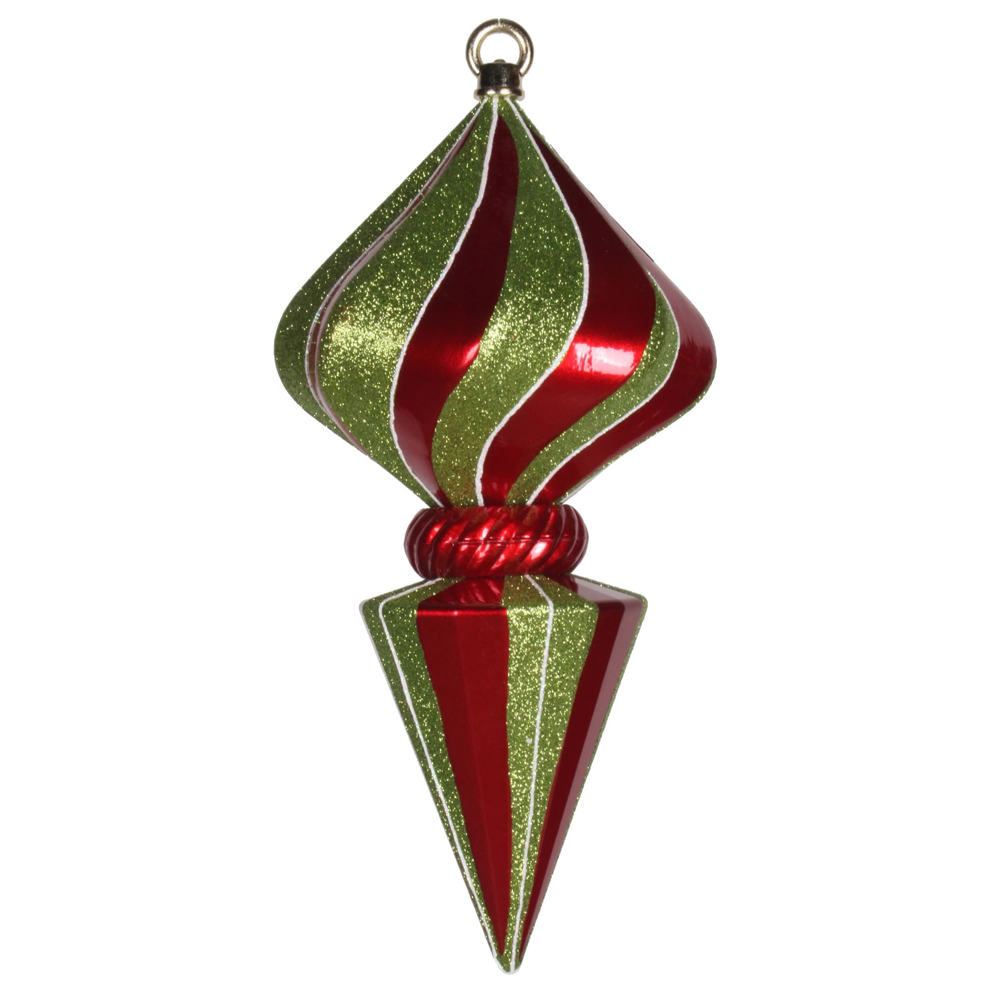 Vickerman 12" Striped Shiny Diamond Finial Christmas Ornament with