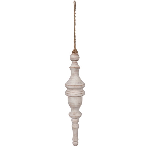 Vickerman 12" White Washed Turned Wood Finial Ornament, 2 per bag.