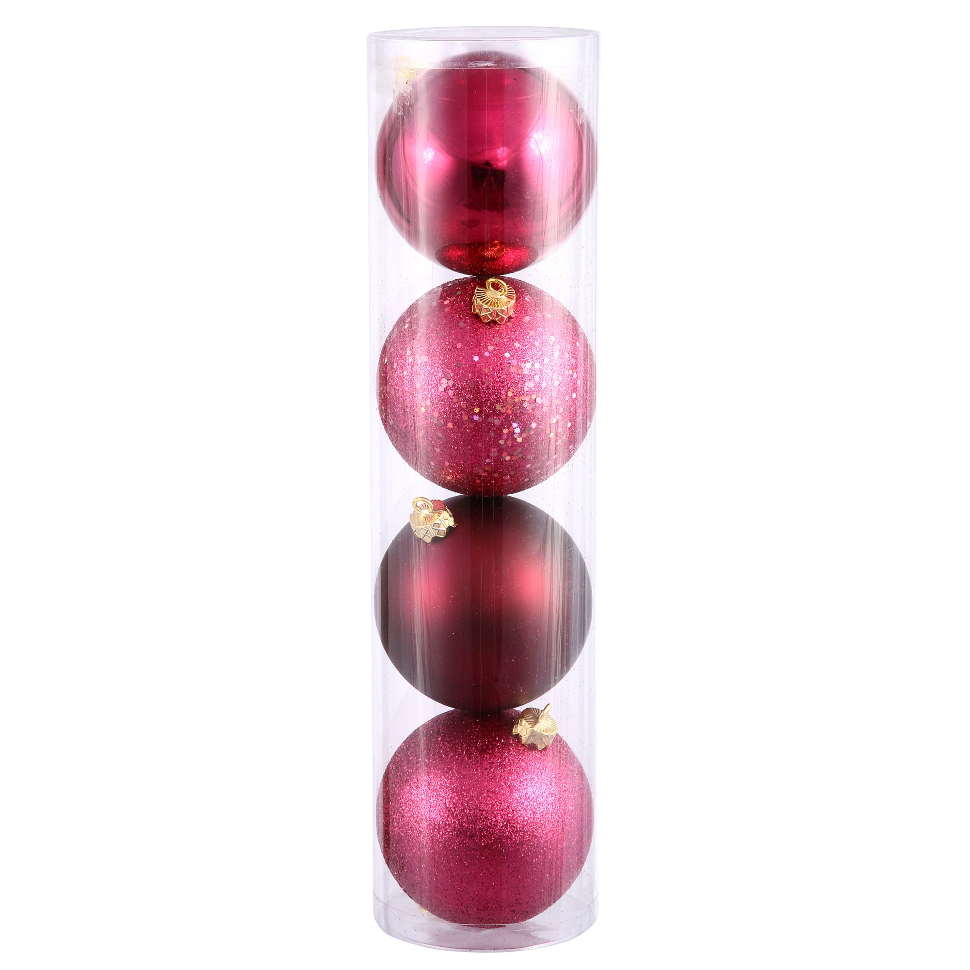 Vickerman 12" Wine 4-Finish Ball Ornament, 4 per Bag
