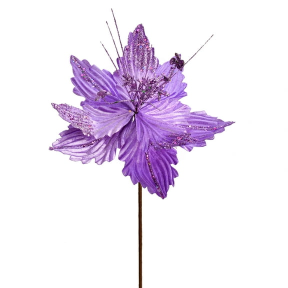 Vickerman 12" x 16" Lavender Poinsettia Artificial Christmas Spray. Includes 6 sprays per pack.