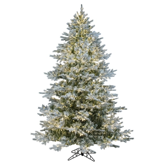 Vickerman 12' x 84" Flocked Kiana Artificial Christmas Tree, 3mm LED Color Changing Lights