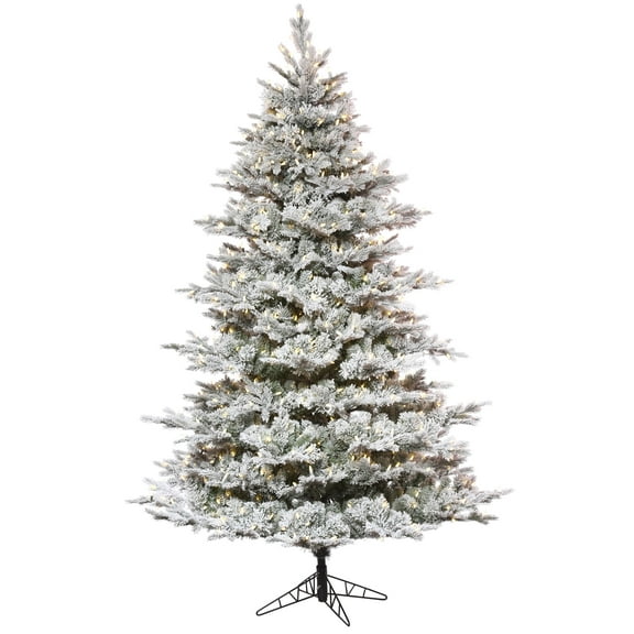 Vickerman 12' x 84" Flocked Kiana Artificial Christmas Tree, Dura-Lit® LED Warm White Mini Lights