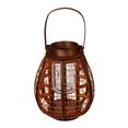 thumbnail image 1 of Vickerman 12" x 9" Iron Wire Lantern. This lantern is a combination of rustic wood and metal with glowing copper accents throughout. It is the perfect decorative piece, or pair with a candle to create, 1 of 1