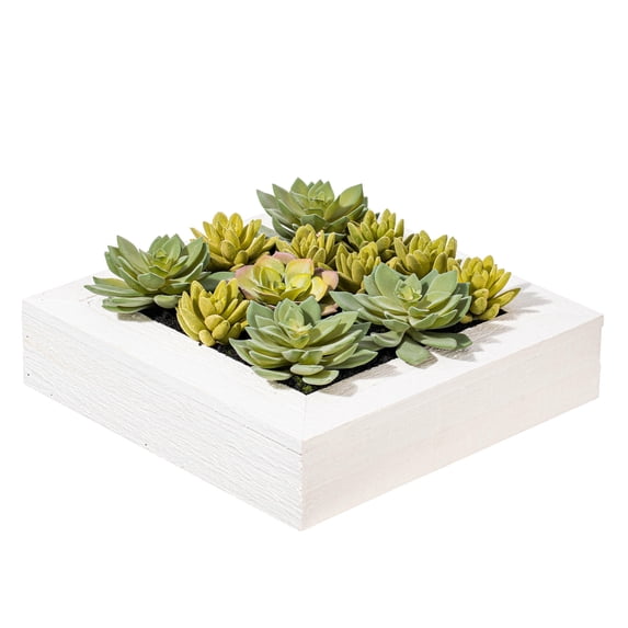 Vickerman 12"x12" Artificial Green Succulent Arrangement.