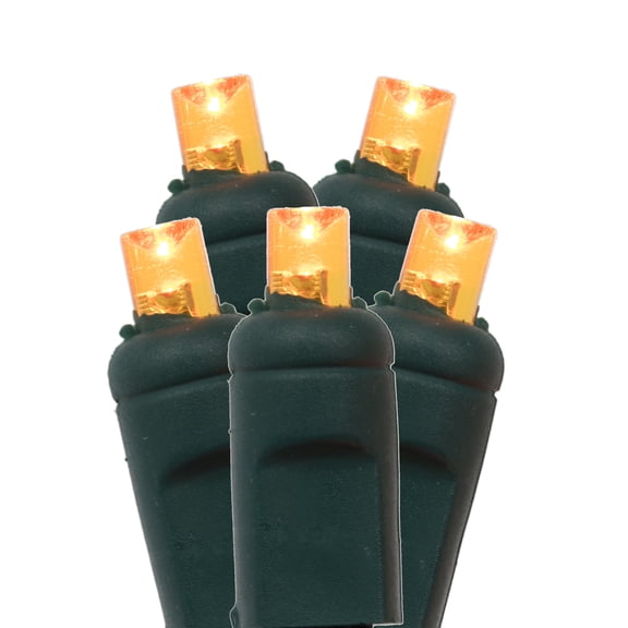 Vickerman 120 Orange Wide Angle Twinkle LED Christmas Net Light Set, Green Wire