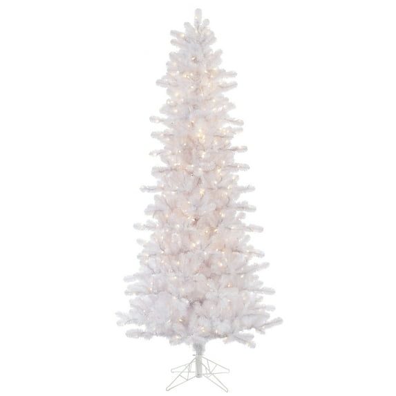 Vickerman 120" Pine Slim Artificial Christmas Tree with Mini Lights in White