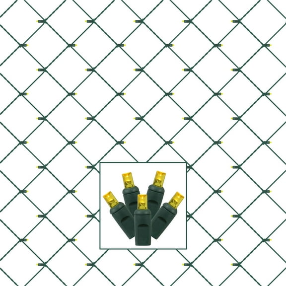 Vickerman 120 Yellow Wide Angle LED Christmas Net Light Set, Green Wire