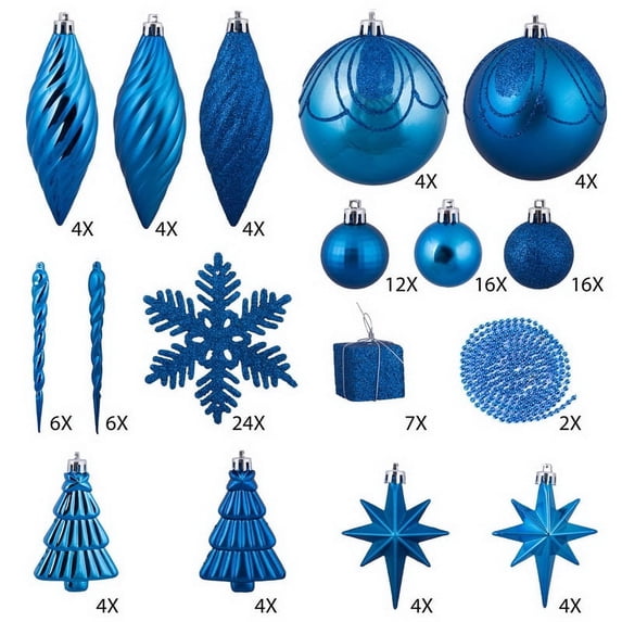 Vickerman 125Pc Lavish Blue Ornament Set - N512502