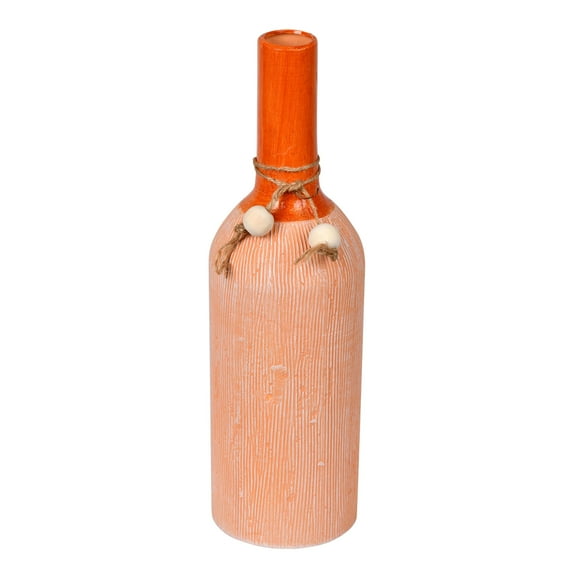 Vickerman 13.25" Brown Twine Terracotta Bottle. This vase is the perfect addition to any southern decor. Add warm tones to your color palette with this brown bottle. It features a small twine accent.