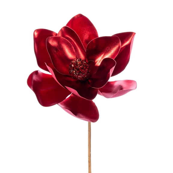 Vickerman 13" Artificial Red Magnolia Pick 3/Bag. Includes three pieces per bag.