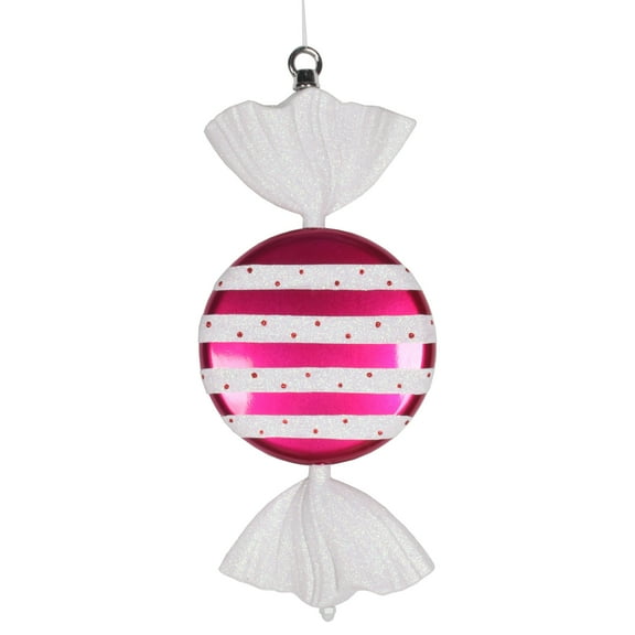Vickerman 13" Cerise-White Striped Flat Candy Christmas Ornament