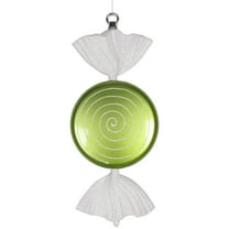 Vickerman 13" Lime-White Swirl Flat Candy Christmas Ornament