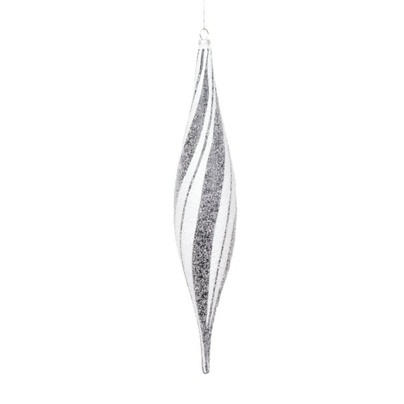 Vickerman 13" White Black Swirl Shuttle Ornament, 2 per bag.