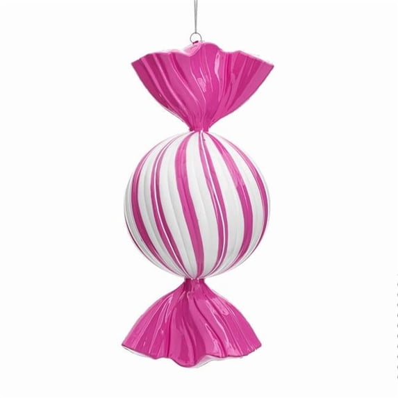 Vickerman MT252659W 13 in. Hot Pink Enamel Swirl Candy Ornament