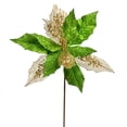 thumbnail image 1 of Vickerman 13" x 23" Lime Poinsettia Mesh Glitter Artificial Christmas Spray. Includes 6 sprays per pack., 1 of 3