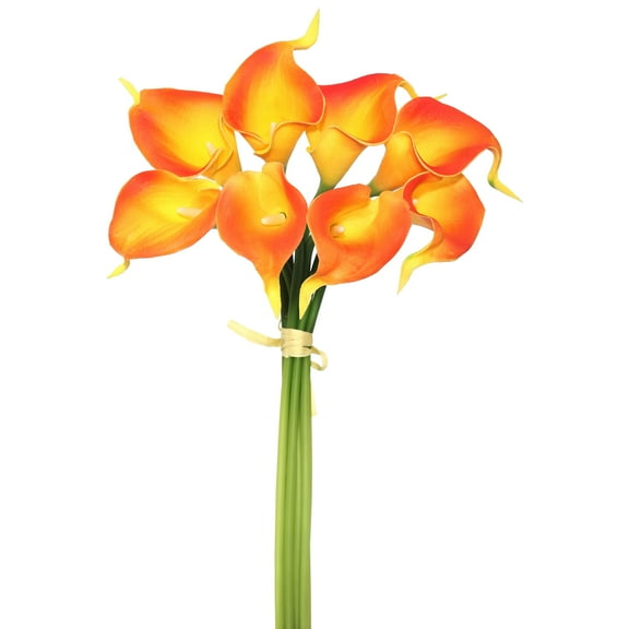 Vickerman 14'' Artificial Orange Calla Lily. Eight stems per pack