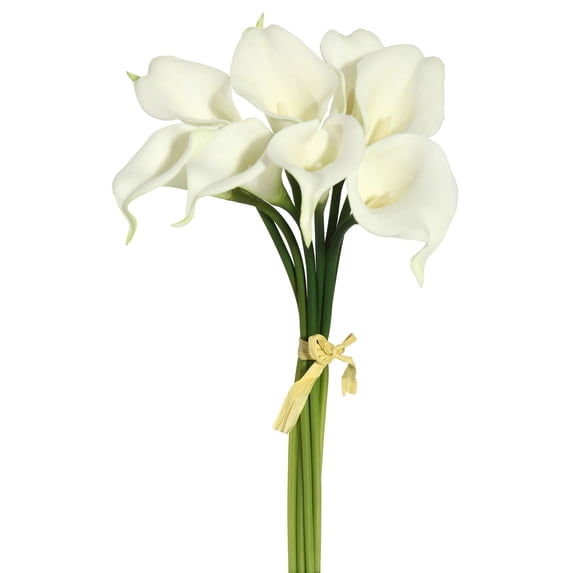 Vickerman 14'' Artificial White Calla Lily. Eight stems per pack.