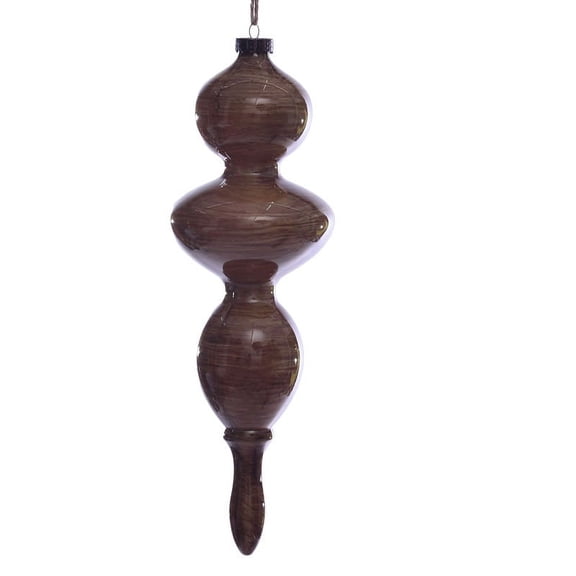 Vickerman 14" Brown Wood Grain Bubble Finial Ornament, Pack of 3