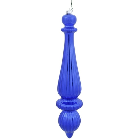 Vickerman 14" Cobalt Blue Shiny Finial Drop Christmas Ornament, 2 per Bag