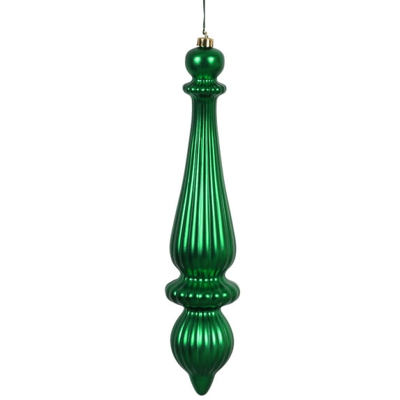 Vickerman 14" Green Matte Finial Drop Ornament, Pack of 2