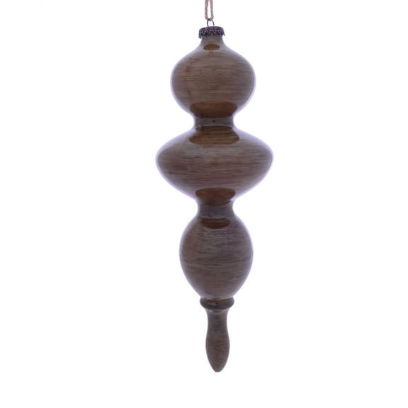 Vickerman 14" Pewter Wood Grain Bubble Finial Ornament. These ornaments are the perfect addition to any holiday decorating project. They features a light wood grain pattern. Includes 3 pieces per pack