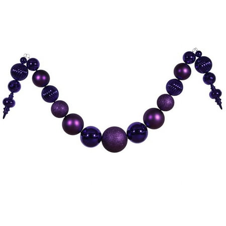 Vickerman 14' Purple Shiny/Matte Ball Garland
