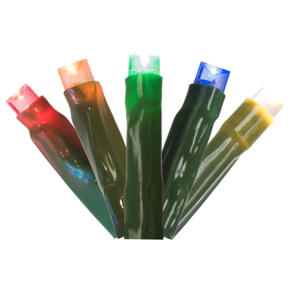 Vickerman 144 Multi-color LED Cluster Light Set, 24' Christmas Light Set, Green Wire