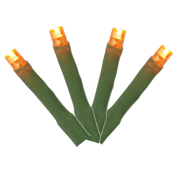 Vickerman 144 Orange LED Cluster Light Set, 24' Christmas Light Set, Green Wire