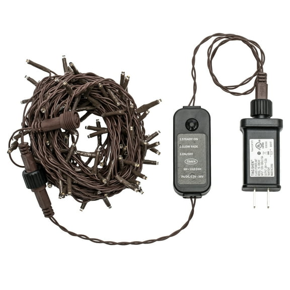 Vickerman 144 Warm White LED 2 Function Spider Light Set, 24' Christmas Light Set, Brown Wire