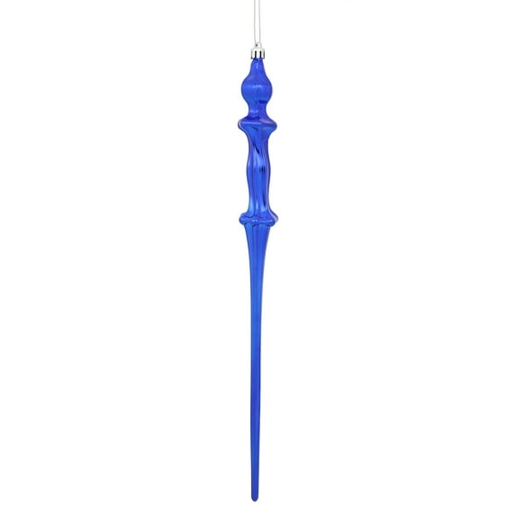 Vickerman 15.7" Cobalt Blue Shiny Icicle Ornament, with drilled and wired caps. Comes 3 per Box.