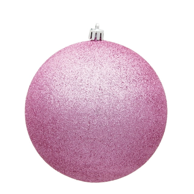 Vickerman 15.75" Pink Glitter Ball Christmas Ornament with Drilled and Wired Cap