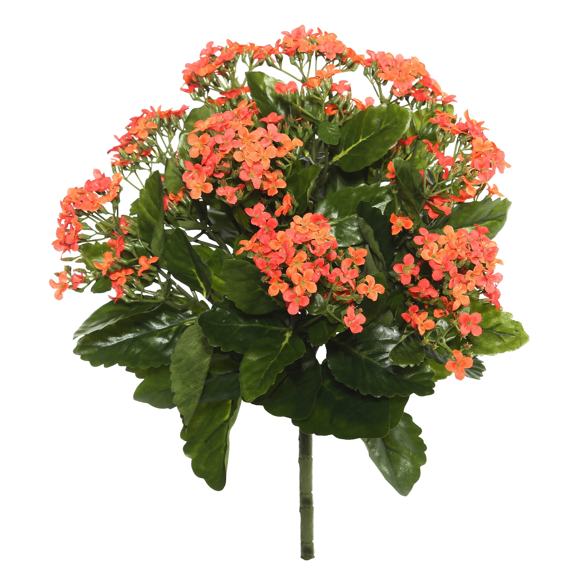 Luminous Orange Kalanchoe Artificial Bush with LED Lights 15.5"