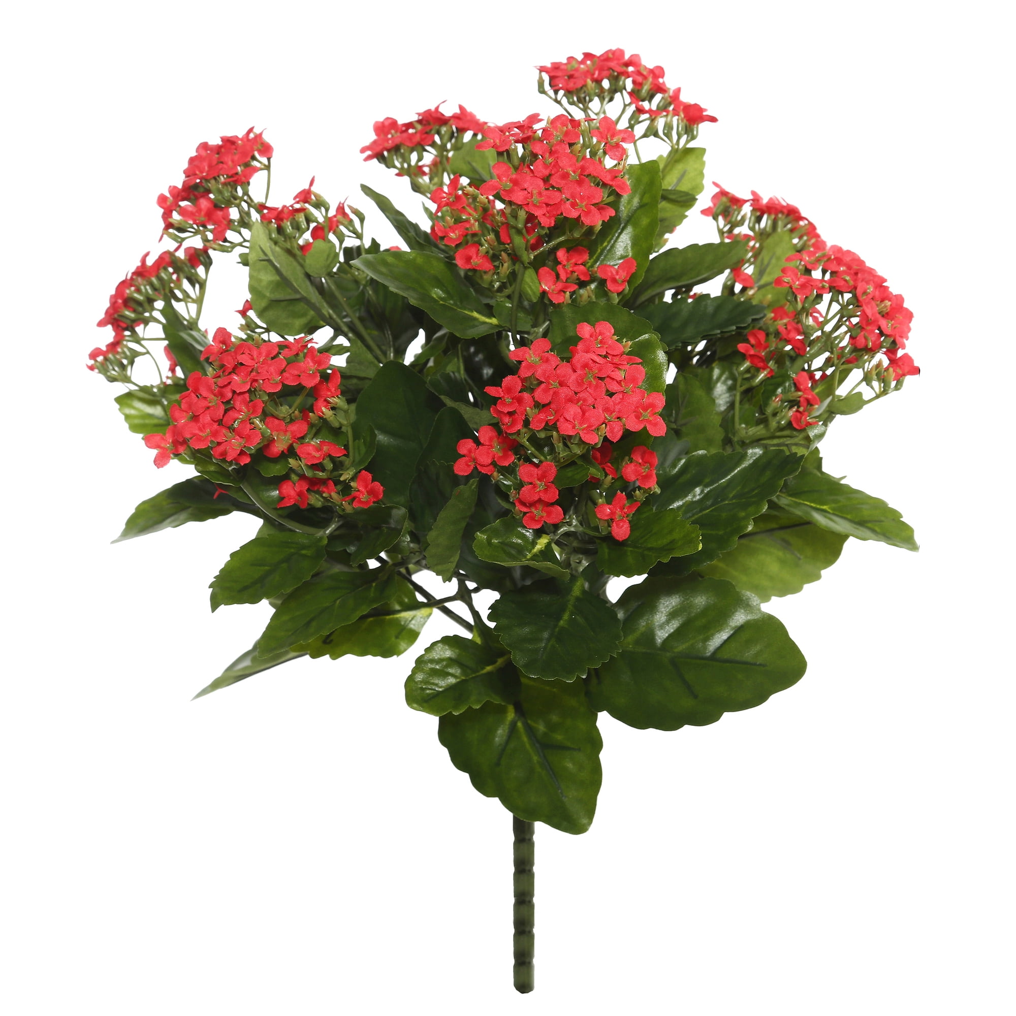 15.5" Red Polyester Artificial Kalanchoe Bush