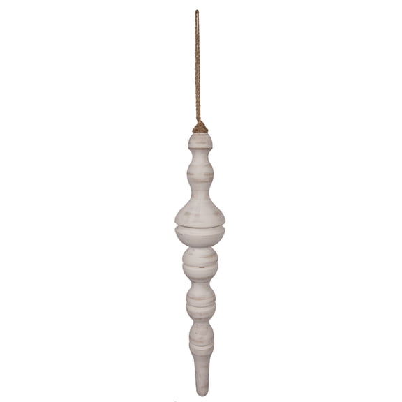 Vickerman 15" White Washed Turned Wood Finial Ornament, 2 per bag.
