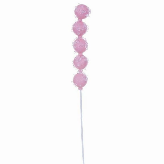 Vickerman MC254479 15 in. Pink Icy Sugar Ball Pick, 6 per Bag