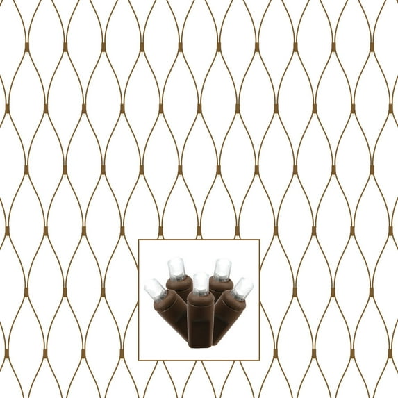 Vickerman 150 Pure White Wide Angle LED Single Mold Christmas Net Light Set, Brown Wire
