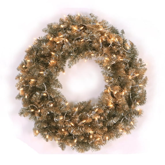 Vickerman 15435 - 48" Champagne Ashley Spruce 200 Clear Lights Christmas Wreath (K884349)