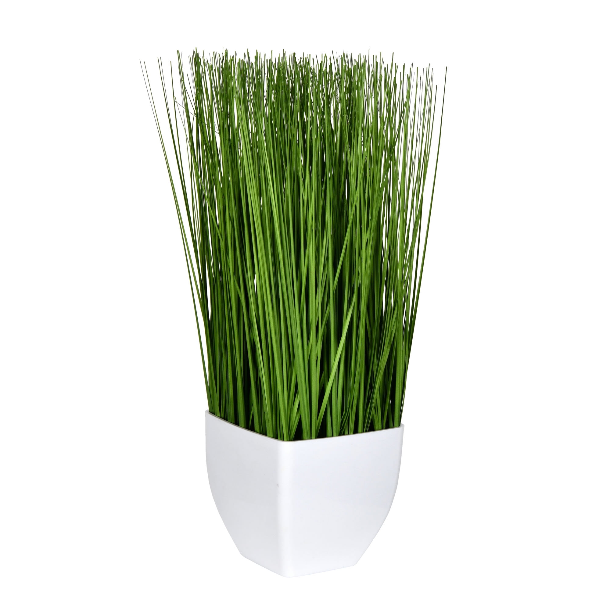 16.5" Green Faux Grass Arrangement in White Pot