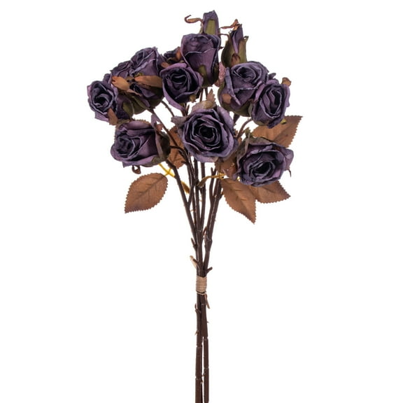 Vickerman 16.5" Purple Artificial Dried Rose Bundle.