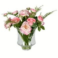 thumbnail image 1 of Vickerman 16" Artificial Dark Pink Rose In Glass Pot., 1 of 3