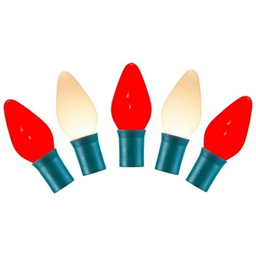 Vickerman 16' Green Wire Light Set with 25 Red and Warm White Ceramic C7 LED Lights.