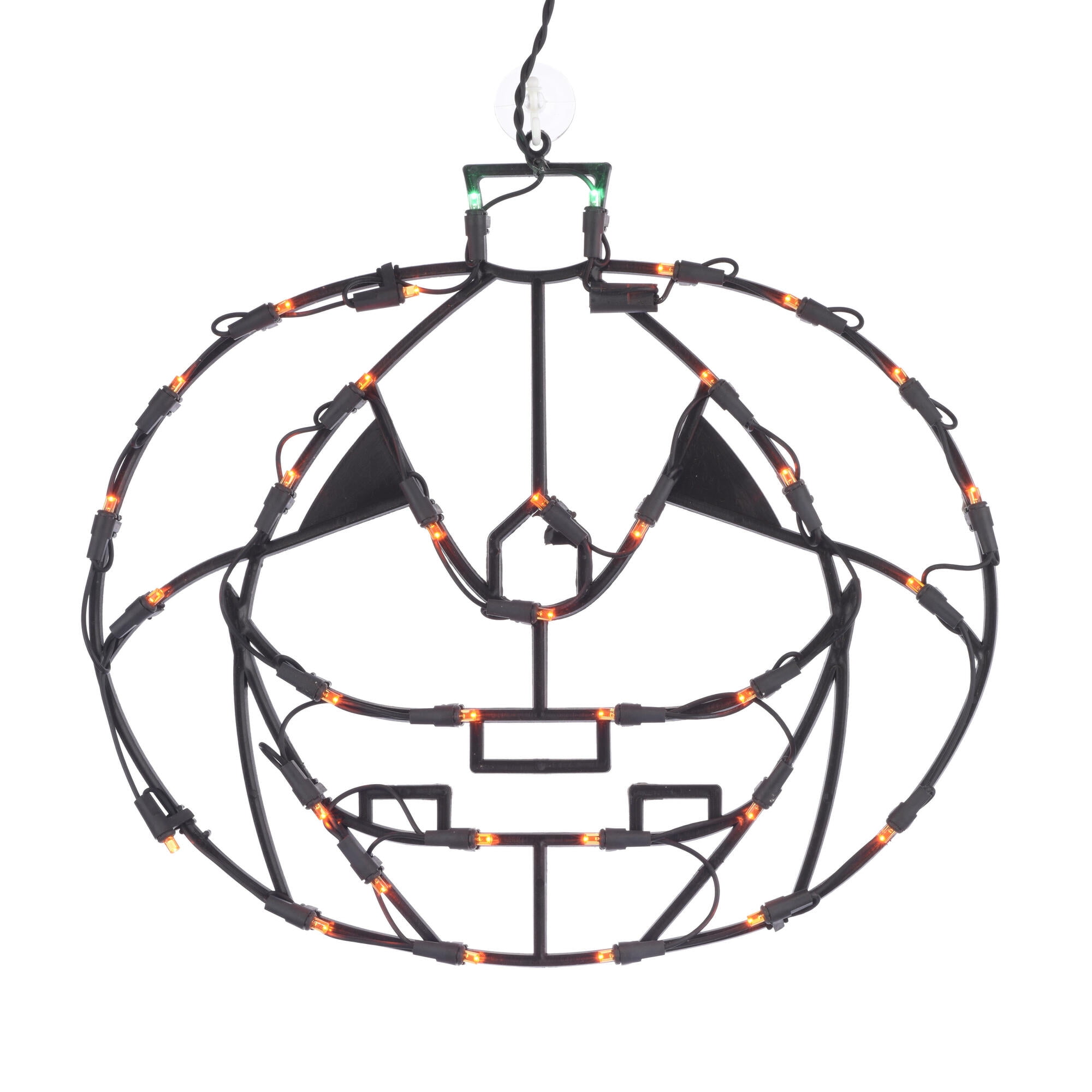 16" Orange and Green LED Pumpkin Halloween Window Decor