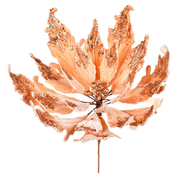Vickerman 16" x 22" Gold Velvet Sequin Poinsettia Artificial Christmas Pick