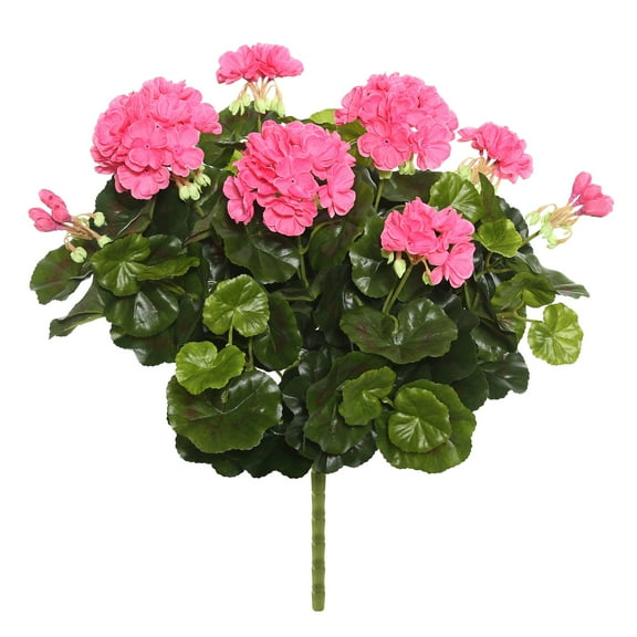 Vickerman 17.5" Artificial Pink Polyester Geranium Bush.