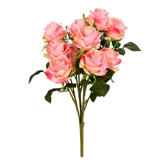 Vickerman 17.5" Artificial Pink Rose Bush.