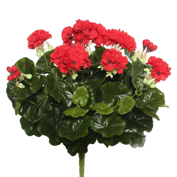 Vickerman 17.5" Artificial Red Geranium Bush.